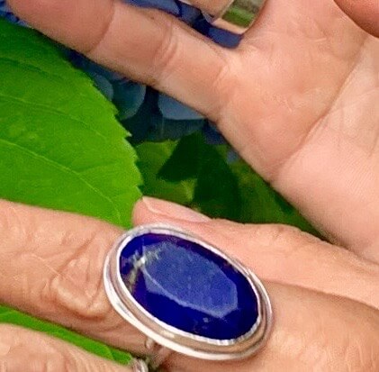 Amy Delson Lapis Lazuli Ring on model