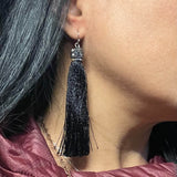 Black Silk tassel earring by Amy Delson