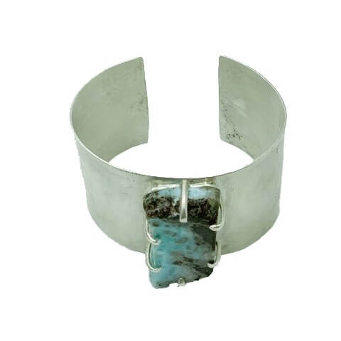 Amy Delson Lara Cuff with Sterling Silver and Larimar Stone